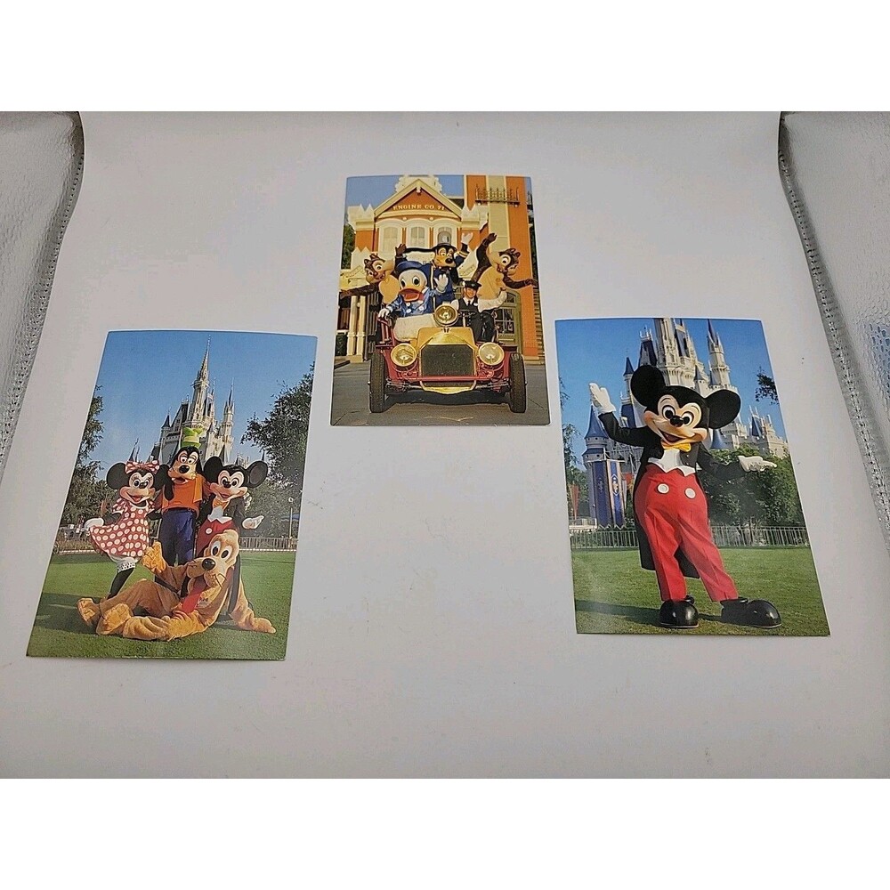3 Vtg Walt Disney World Mickey&Minnie Mouse Castle Postcard Unused Magic Kingdom